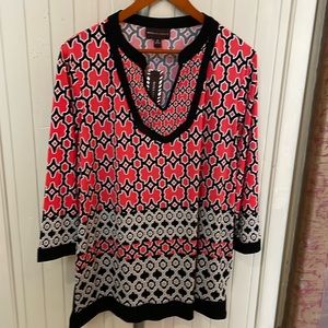 Dana Buchman XL tunic top NWT coral and black
